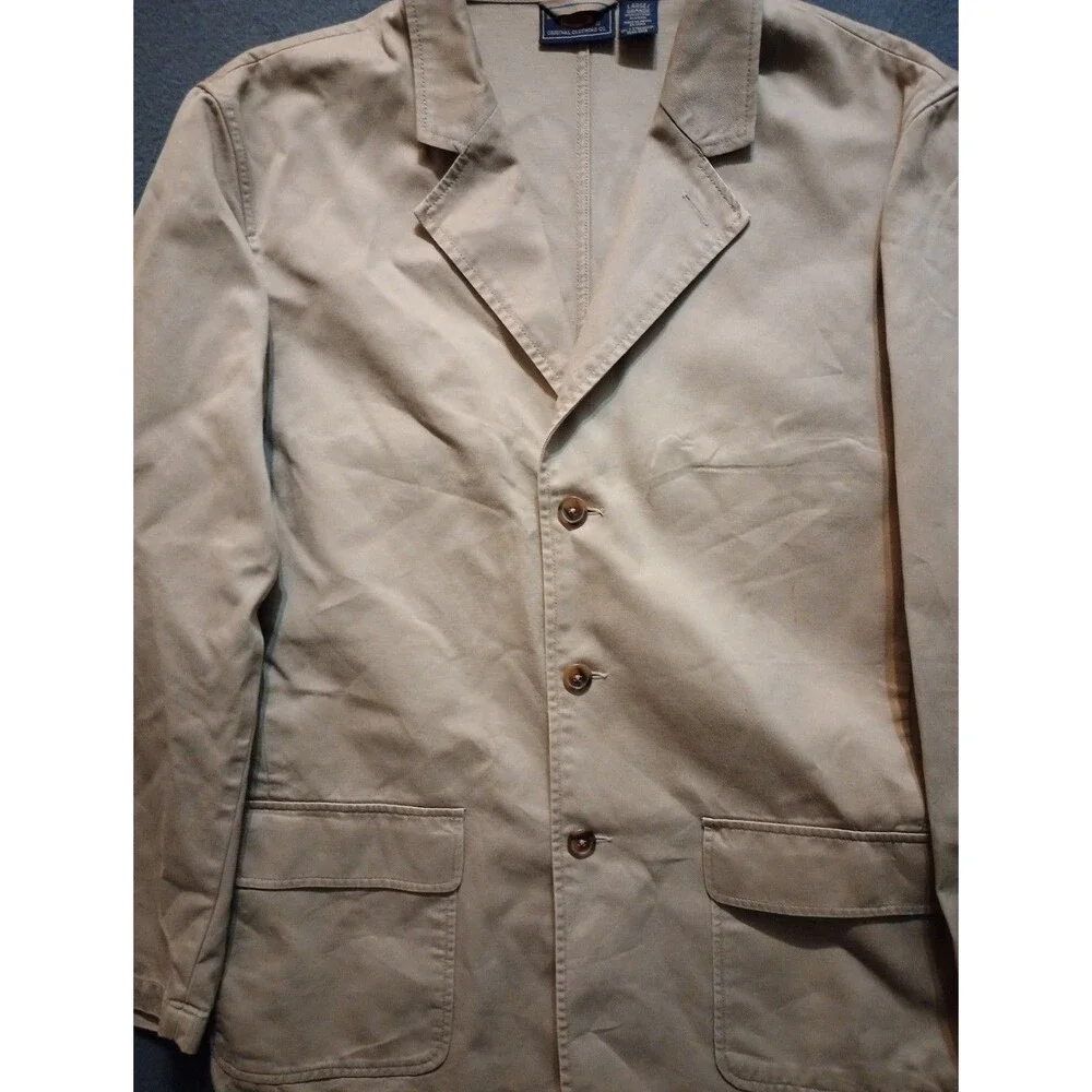 Vintage Route 66 100% Cotton Brown Khaki Blazer Jacket Size Large